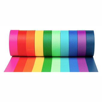 Kleuren - washi tape effen, set van 10 st