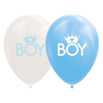 Ballonnen - Zoon - Babyblauw/Wit - 30 cm, 8 stuks.
