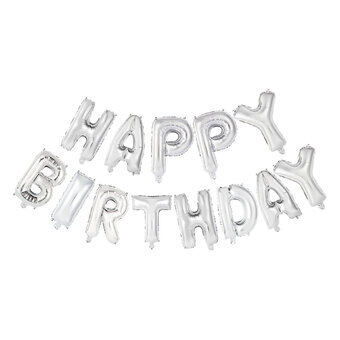Folieballon tekst Gelukkige Verjaardag Zilver