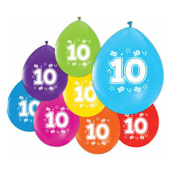 Ballonnen met nummer 10 aan beide zijden bedrukt, 8 stuks.