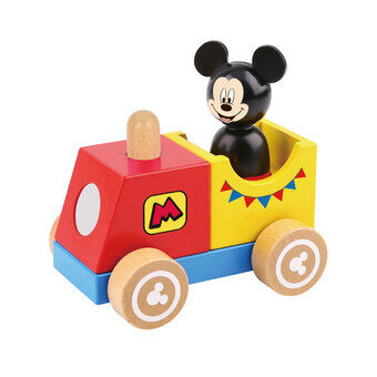 Disney Mickey mouse stapeltrein in hout, 4 stuks.
