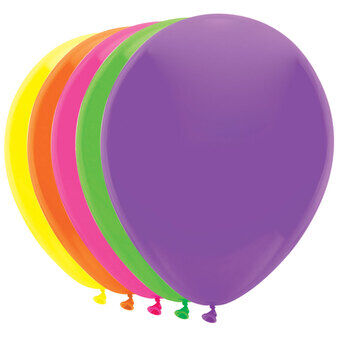 Ballonnen 5 Neonkleuren, 10 stuks.