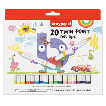 Bruynzeel Kids Twin Point Viltstiften, 20 stuks.