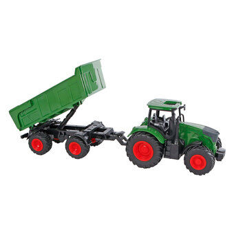 Kids Globe Tractor met Aanhanger Groen, 41 cm
