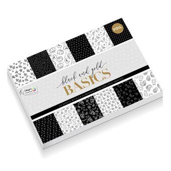 Knutselkarton met folie, 24 Ark - zwart en goud basics