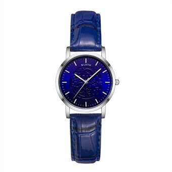 WLISTH S534 Fashion analoog quartz horloge Leren band Lichtgevend polshorloge