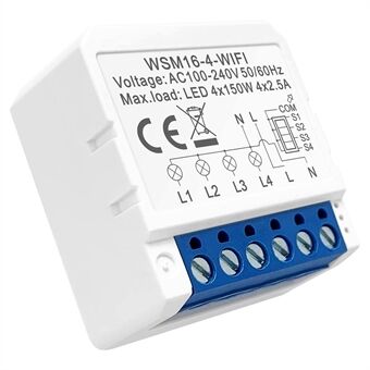AVTTO WSM16 4-Gang Smart WiFi Switch APP Spraakbesturing Dual Way Controller DIY Lichtschakelaar Module
