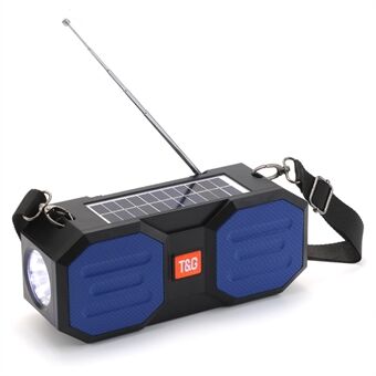 T&G TG634 Oplaadbare Bluetooth-luidspreker op Solar, draadloze FM-radio, stereo-subwoofer voor Outdoor , met LED-zaklamp