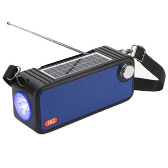 T&G TG637 Op Solar oplaadbare Bluetooth-luidspreker Outdoor FM-radio TF-kaart Stereo Subwoofer met LED-zaklamp