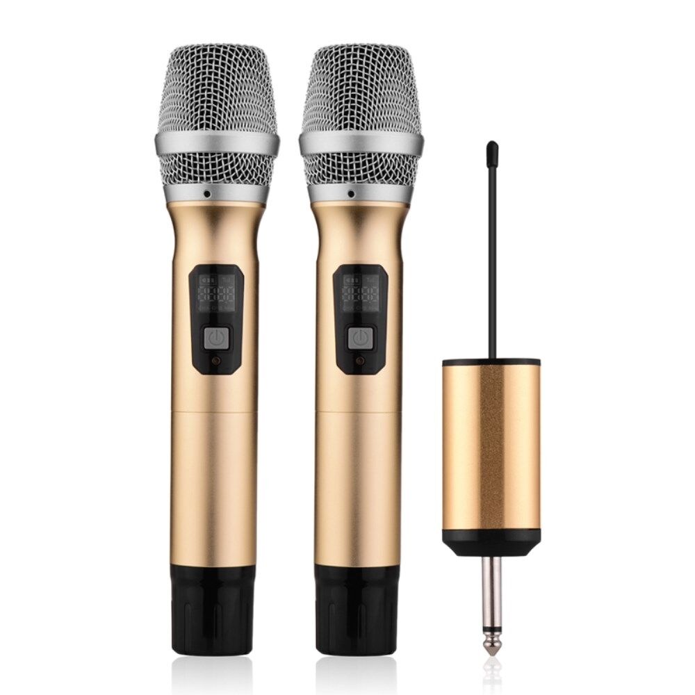 Ladder geweer Convergeren UHF draadloze microfoon Karaoke Dual handheld dynamische microfoonset met  ontvanger voor karaokeconferentie