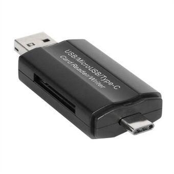 DM-HC45 3-in-1 USB/Micro USB/Type-C TF Geheugenkaartlezer Gegevensoverdracht Adapter OTG Hub voor Telefoon Tablet Computer