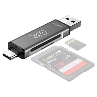 KAWAU C256Q Type-C + USB voor SD TF-geheugenkaartlezer OTG-telefoonadapter van aluminiumlegering
