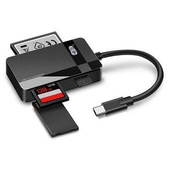 KAWAU C368C 15cm Multi-Port Card Reader Type-C naar CF/TF/SD/MS Geheugenkaart Adapter Ondersteuning 5Gbps Transmissie voor Laptops (Single Drive Letter)
