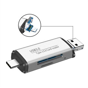 3 in 1 USB 3.0 / Type-C / Micro USB TF-geheugenkaartlezer OTG-adapter voor smartphone-laptop