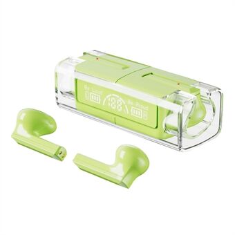 LB-83 TWS draadloze oordopjes Bluetooth 5.3 hoofdtelefoon HiFi stereo ruisonderdrukkende oortelefoon met digitaal display en transparant oplaadetui - groen