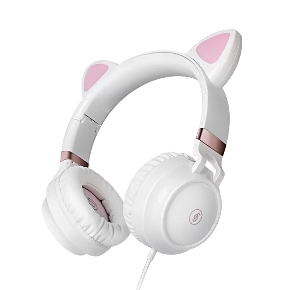 Leuke kattenoor hoofdtelefoon met snoer voor stereo headset met microfoon Volwassen meisjes cadeau