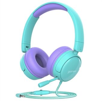 GORSUN A62 Kinderen Bedrade Headset Verstelbare Hoofdtelefoon Leuke Oren Koptelefoon met Microfoon voor Luisteren Leren