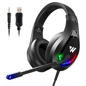 WINTORY M6 Bedrade Over-Ear Zware Bas Stereo E-sport Hoofdtelefoon RGB LED Licht Professionele Gaming Headset