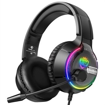 SOUBYTES S19 PC-gaminghoofdtelefoon HiFi 3D-geluid Bedrade headset met RGB kleurrijk licht en comfortabele hoofdband