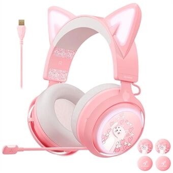 SOMIC GS510 Cute Cat Ear Design USB7.1 Wired Over-Ear E-sports Hoofdtelefoon RGB LED Licht Muziek Gaming Headset