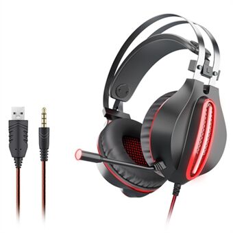 OVLENG GT62 USB + 3,5 mm bedrade over-ear e-sport hoofdtelefoon Cool LED-verlichting gaming-headset met draaibare microfoon