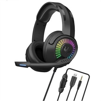 OVLENG GT67 E-sports USB + 3,5 mm bedrade hoofdtelefoon Ruisonderdrukking Microfoon Over-ear LED-verlichting Gaming Headset