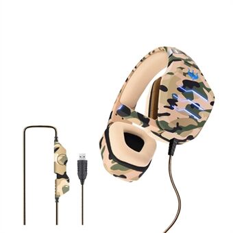 OVLENG Q9 Camouflage Bedrade Gaming Headset Stereo Subwoofer E-sport Hoofdtelefoon met LED-lampje USB 7.1-kanaals Over-Ear Verstelbare Headset