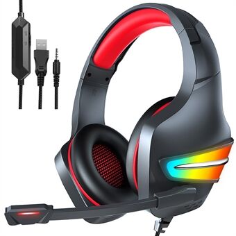 ERXUNG J6 Gaming Headset RGB Lichtgevende Bedrade Controle Over Ear Hoofdtelefoon met Microfoon