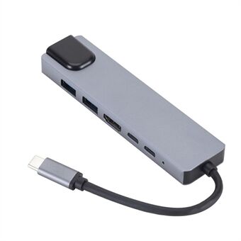 6-in-1 USB Type-C hub-adapterdock met 4K HDMI PD RJ45 Ethernet-kaartlezer
