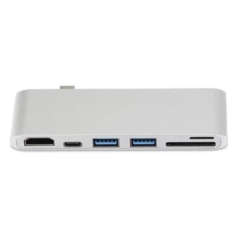6-in-1 Type C Hub Adapter + 2 * USB 3.0 + PD + SD/TF Kaartlezer Docking Station