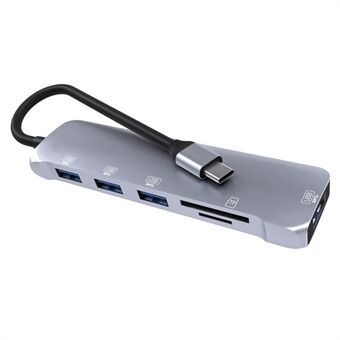 NK-3043 6 in 1 Type-C Hub USB 3.0 Docking Station TF-kaartlezer voor iPad Pro MacBook Air Pro
