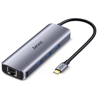 JASOZ H112 USB C-adapter met 3xUSB 3.0-poorten + HD-video 4K-resolutie + RJ45 Ethernet + 100W PD-oplaadpoort + kaartlezersleuven voor laptopcomputer