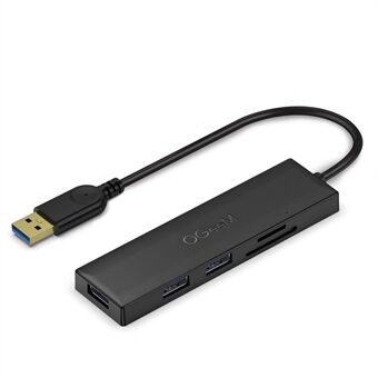 QGEEM QG-UH05-2A 5 in 1 USB 3.0 Hub Multifunctionele USB A Dockingstation Ultradunne Hub Compatibel met SD/TF-kaartsleuven/3 USB 3.0