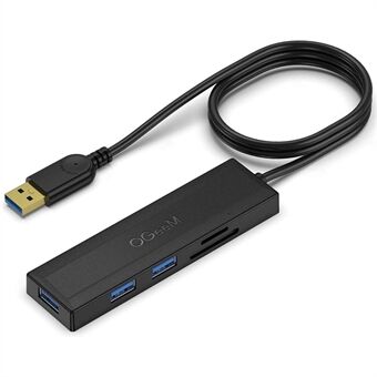QGEEM QG-UH05-1A 5-in-1 ultradunne USB A-dockingstation Multi-poort USB-hub voor 3 USB 3.0 SD / TF-kaartlezeradapter met 0,8 m verlengde kabel