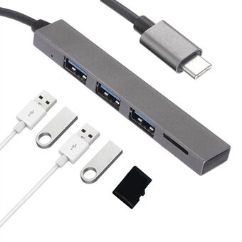 4 poorten Type-C naar USB2.0 TF-kaartsleuf Splitter Hub Adapter Ondersteuning OTG voor MacBook Pro/ Air