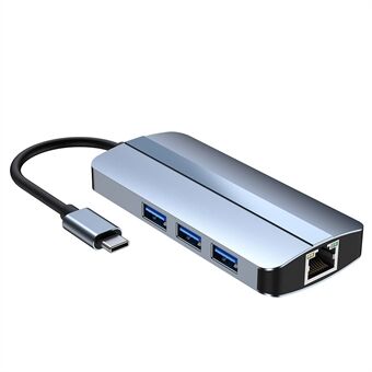 Multi-Port USB 3.0 Hub Adapter 6 in 1 USB3.0 Extender Type-C Docking Station met 3 x USB 3.0