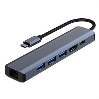 2210 6-in-1 USB C Hub Type C Hub naar 4K / 30Hz HDMI-adapter met 100W Power Delivery Compatibel met laptop en meer Type C-apparaten