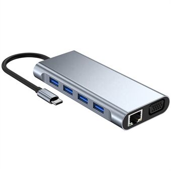 11-in-1 Type-C dockingstation USB-C hubadapter HD+100MB Gigabit+VGA+4 USB+TF / SD+AUX+PD Type-C-converter