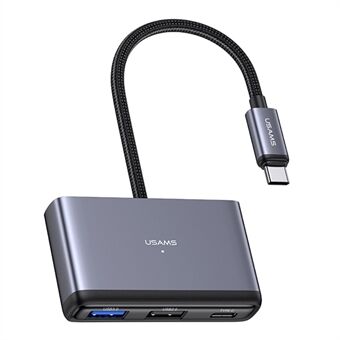 USAMS US-SJ628 Type-C naar USB3.0 + USB2.0 + PD 60W + TF + SD 5-in-1 Hub Uitbreidingsdock - Donkergrijs