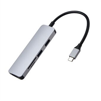 5-in-1 Type-C Hub met 3 USB 3.0-poorten + TF/SD-kaartlezer voor Macbook Laptop