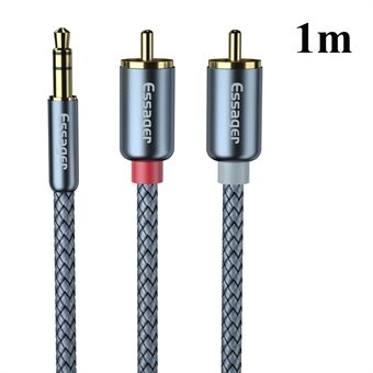 ESSAGER 3,5 mm mannelijke naar 2RCA mannelijke stereo audio nylon gevlochten kabel 1 m