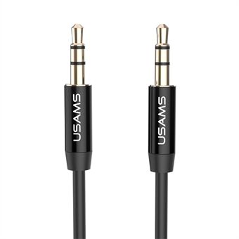 USAMS 1M 3,5 mm mannelijk naar 3,5 mm mannelijk vergulde AUX stereo audiokabel - zwart