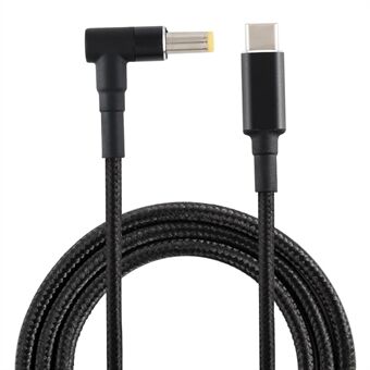 PD 100W 5.5 x 2.5mm Elbow Male to Type-C Male Nylon Braided Power Cable 1.8m