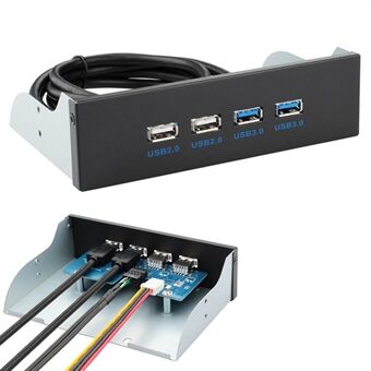 5.25 inch 5 Gbps data transfer uitbreidingskaart computer tas Voorpaneel met 2-poorts USB 3.0 en 2-poorts USB 2.0 - Zwart