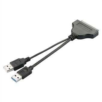 USB3.0 + USB2.0 naar SATA7 + 15 Adapterkabel Vergulde converterkabel voor 2,5-inch HDD SSD (0,15m) - Zwart