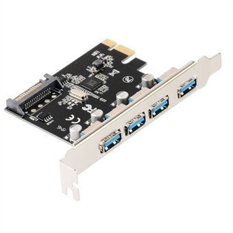 PCI Express-kaart voor 4 USB 3.0-poorten PCI-E-uitbreidingskaart USB 3.0-hubadapter met 4-pins / SATA-voedingspoort