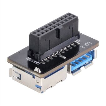 U3-056 Dual USB 3.0 A Type Vrouwelijk naar Moederbord 20Pin Box Header Slot PCBA Flat Type Converter Adapter: