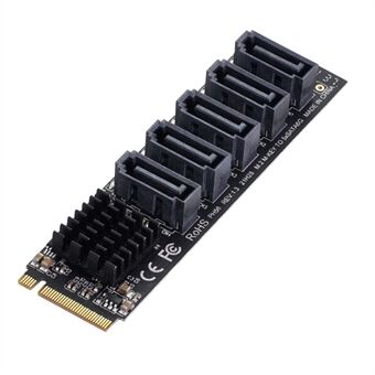 SA-004 22x80mm NGFF NVME M-Key PCI Express naar SATA 3.0 5 Poorten Adapterkaart Converteren Harde Schijf Uitbreidingskaart Ondersteuning 6Gbps Gegevensoverdracht JMB585 2280