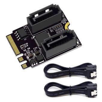 SA-034 22x30mm NGFF Key A + E PCI Express naar Dual SATA-7P 3.0 6Gbps Adapterkaart Harde Schijf Uitbreiding Converter JMB582