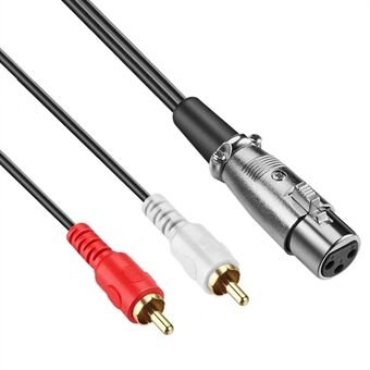 JUNSUNMAY Dual RCA Male Plug naar XLR Female Kabel Y-Splitter Stereo Adapter Line Audio Breakout Cord, 1.5m
